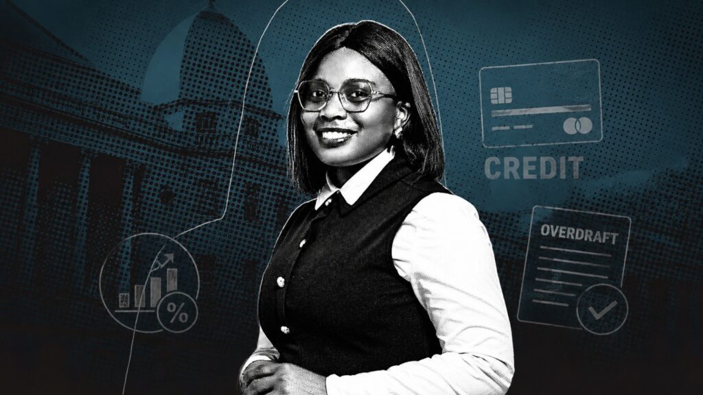 WhatsApp Image 2026-06-02 at 124946 PM - The Brief | Namibia's Leading Business & Financial News Smiling woman in business attire against a blue financial-themed backdrop with credit card and overdraft icons.