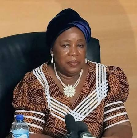 kabula dorothy - The Brief | Namibia's Leading Business & Financial News Portrait of an African woman wearing a blue headwrap and a brown patterned dress with white trim, seated at a desk with a microphone in front, suggesting a press conference.