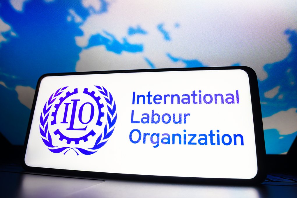 international labour org - The Brief | Namibia's Leading Business & Financial News Screen displaying the International Labour Organization logo with blue text and laurel emblem on a white display.