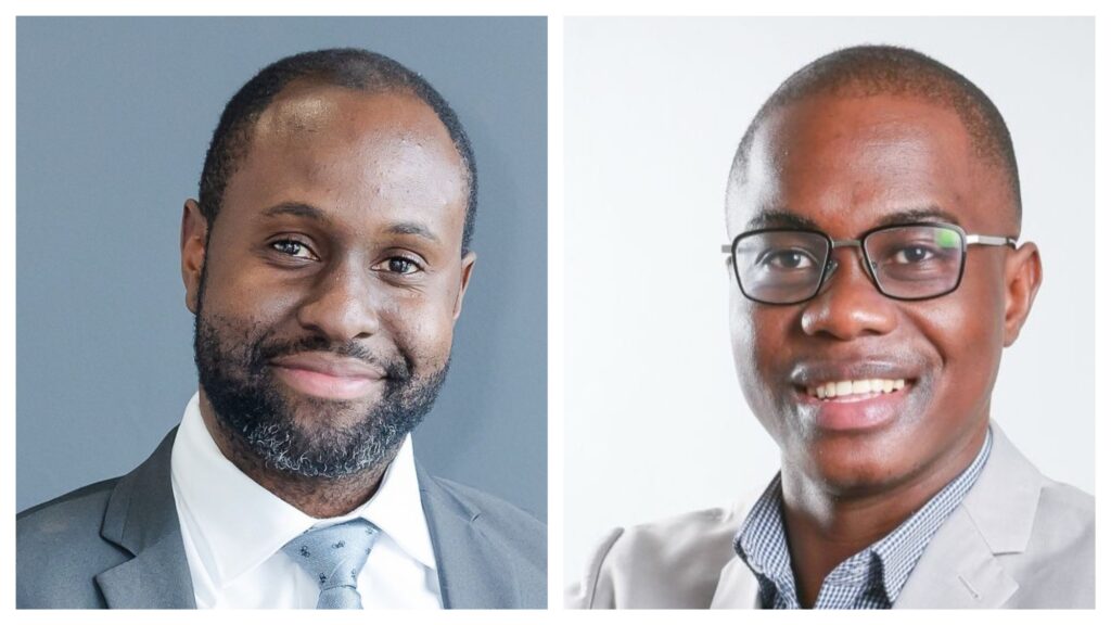 MixCollage-23-Jul-2026-11-38-AM-7530 - The Brief | Namibia's Leading Business & Financial News Two head-and-shoulders portraits: left man with beard in a suit, right man wearing glasses and a light blazer, both smiling.