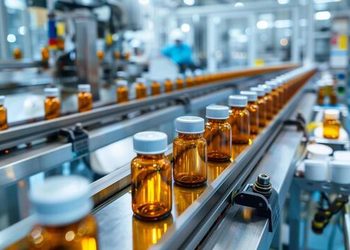 pharnaceutical - The Brief | Namibia's Leading Business & Financial News Amber medicine bottles on a stainless conveyor in a pharmaceutical manufacturing facility
