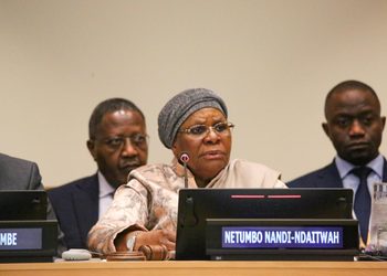 WhatsApp Image 2026-09-23 at 114010 AM - The Brief | Namibia's Leading Business & Financial News Panel of three officials with the woman in the center speaking into a microphone, flanked by two men.