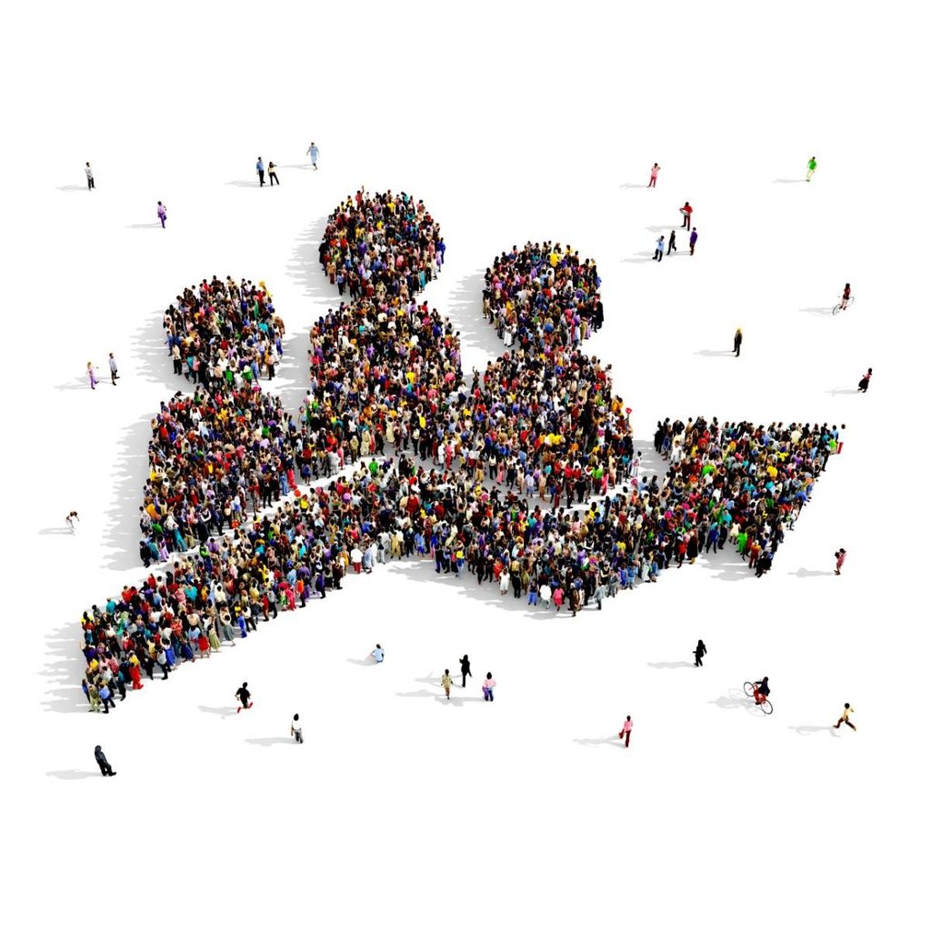Population - The Brief | Namibia's Leading Business & Financial News A large crowd of people arranged to form the shape of a computer mouse cursor