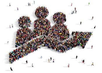 Population - The Brief | Namibia's Leading Business & Financial News A large crowd of people arranged to form the shape of a computer mouse cursor